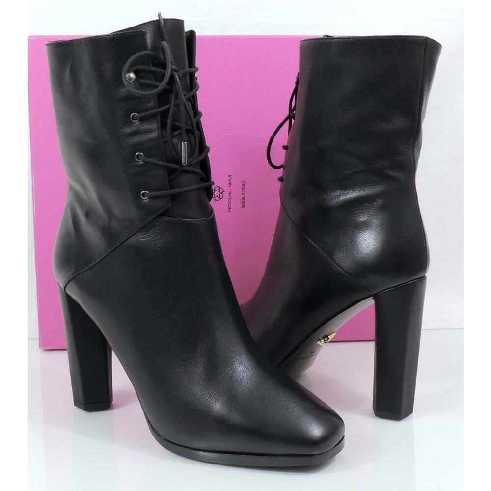 Diane Von Furstenberg Paden Designer Lace Up Ankle Boots Booties Black Size 9